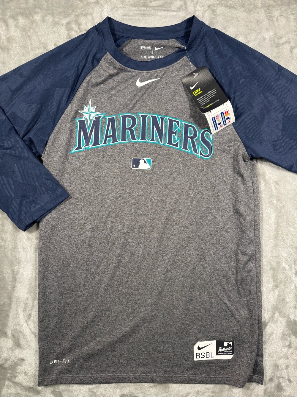 New Nike Tee Dri-Fit Seattle Mariners MLB Gray T-Shirt size Adult Men's Small